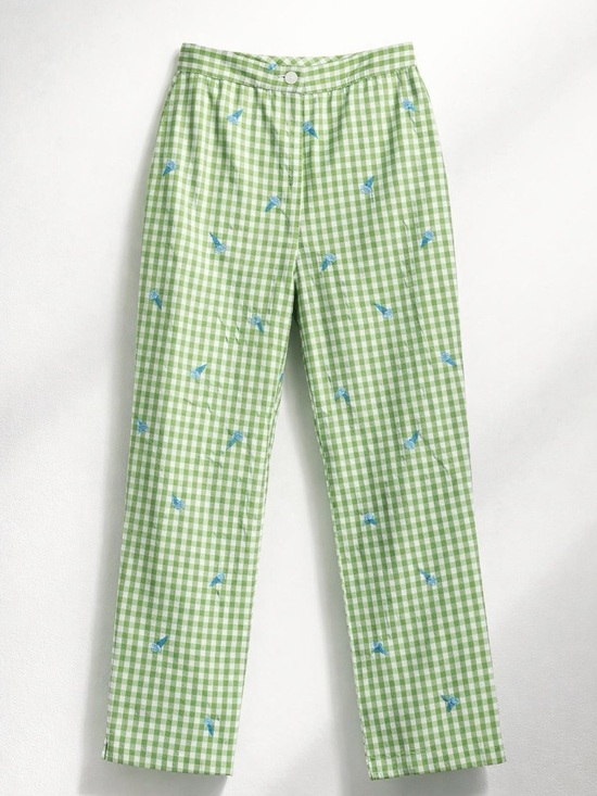 Lilly Pulitzer Pants - Lilly Pulitzer Gingham Cropped Pants, Green/blue cones, 0 (fits like 2), EUC